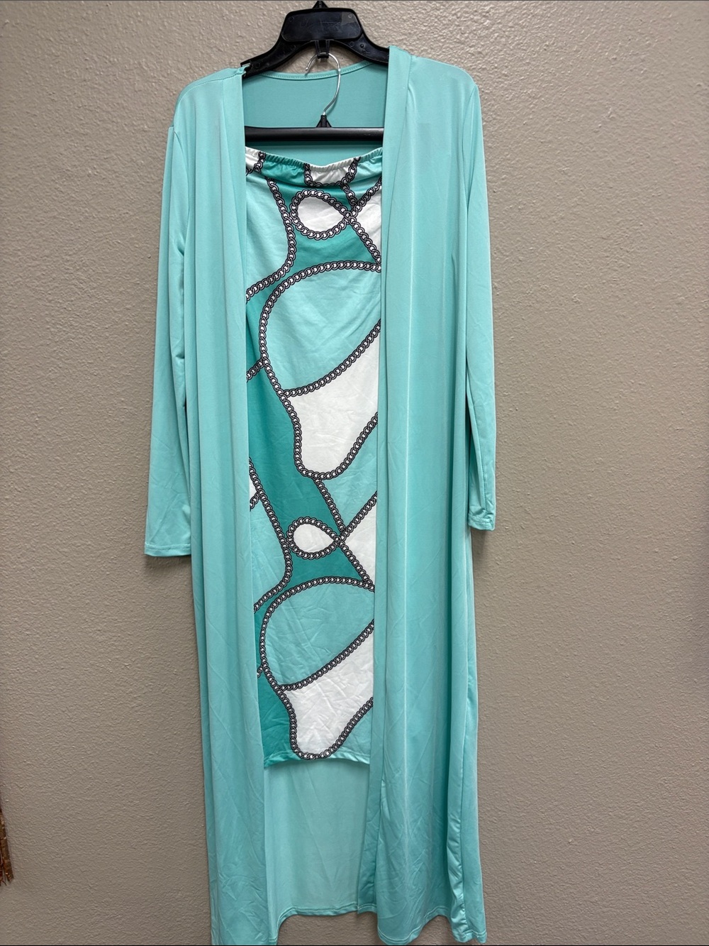 SHEIN Mint Green and White Maxi Skirt with Overlay